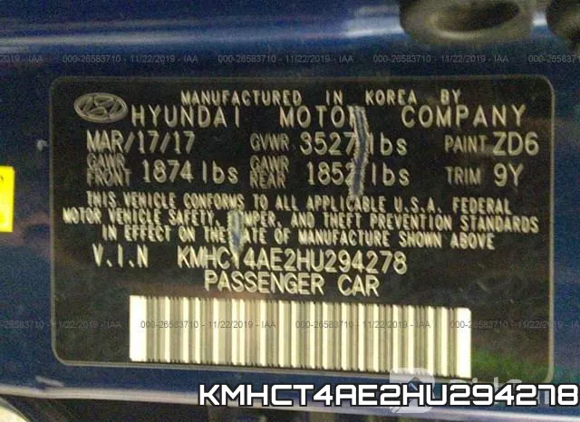 KMHCT4AE2HU294278 фото 10
