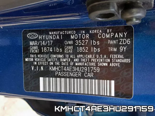 KMHCT4AE3HU291759 фото 2