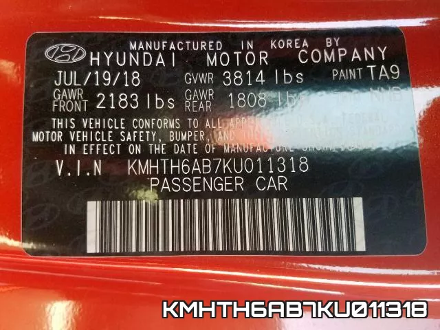 KMHTH6AB7KU011318 фото 2