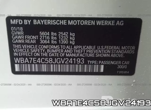WBA7E4C58JGV24193 фото 10