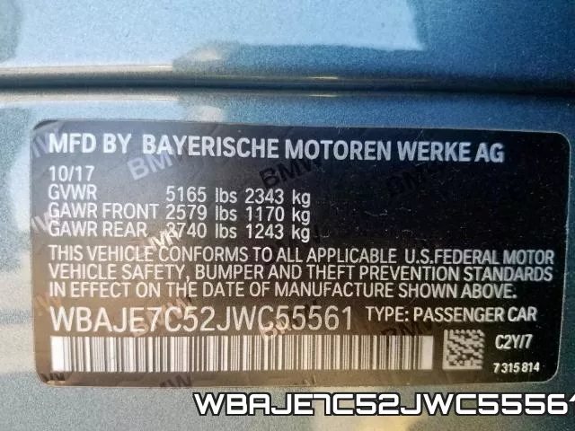 WBAJE7C52JWC55561 фото 2
