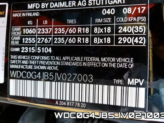 WDC0G4JB5JV027003 фото 2