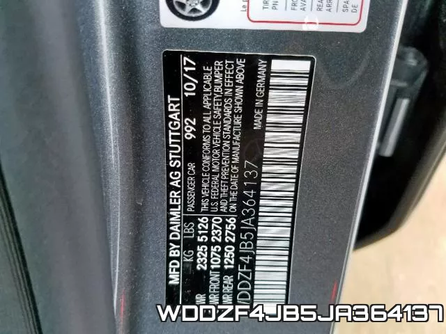 WDDZF4JB5JA364137 фото 2