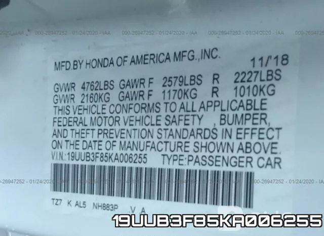 19UUB3F85KA006255 фото 10