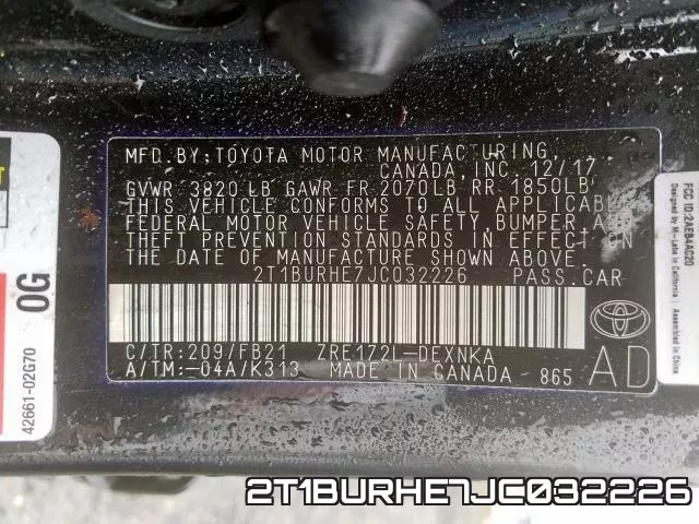 2T1BURHE7JC032226 фото 2