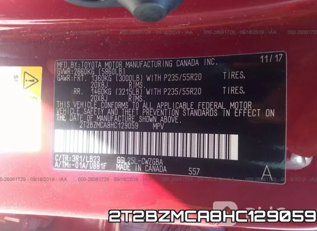 2T2BZMCA8HC129059 фото 10