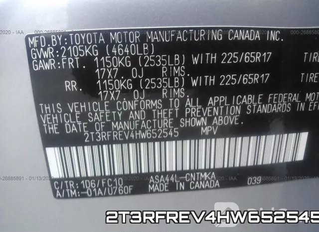 2T3RFREV4HW652545 фото 10