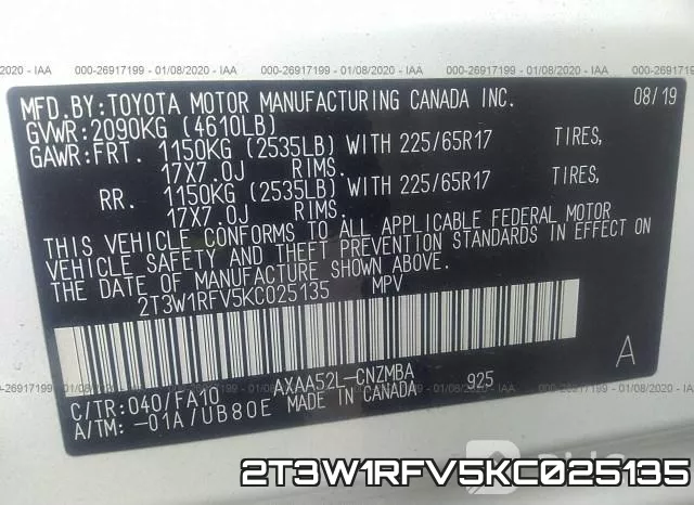 2T3W1RFV5KC025135 фото 10
