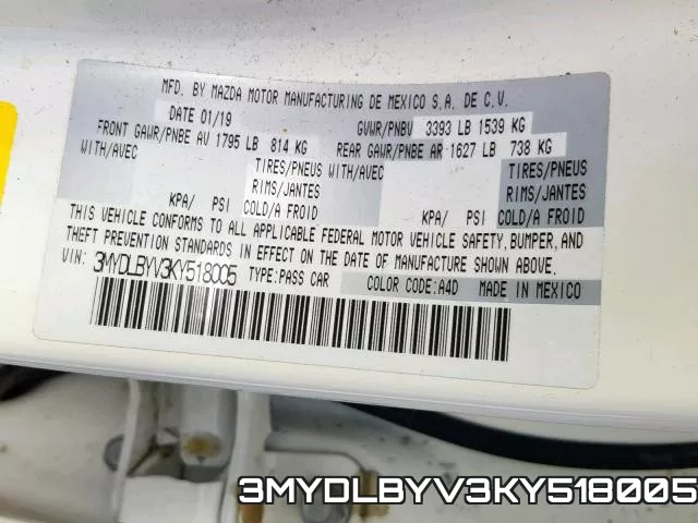 3MYDLBYV3KY518005 фото 2