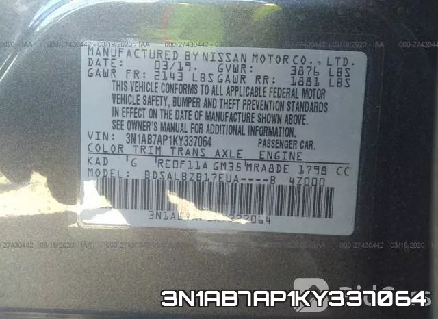 3N1AB7AP1KY337064 фото 10
