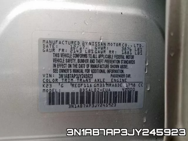 3N1AB7AP3JY245923 фото 2