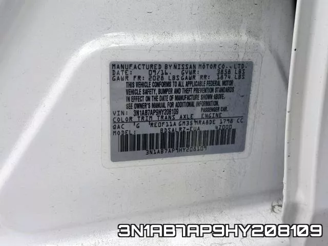 3N1AB7AP9HY208109 фото 2