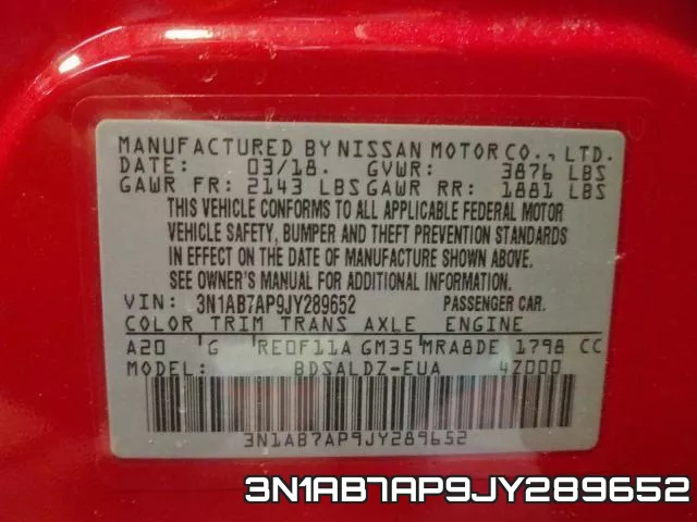 3N1AB7AP9JY289652 фото 2