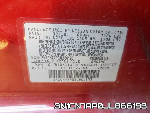 3N1CN7AP0JL866193 фото 2