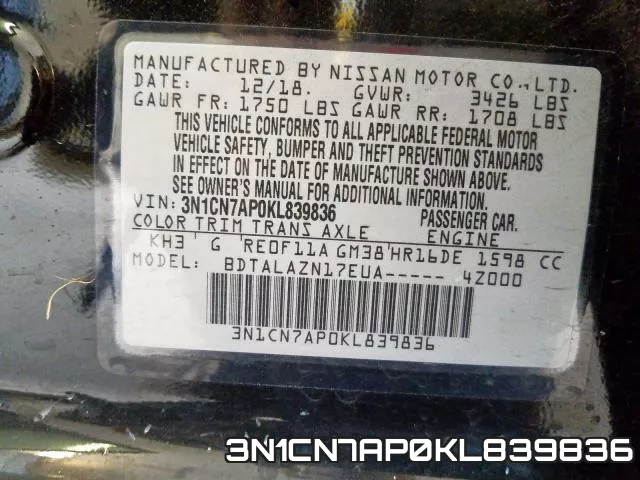 3N1CN7AP0KL839836 фото 2
