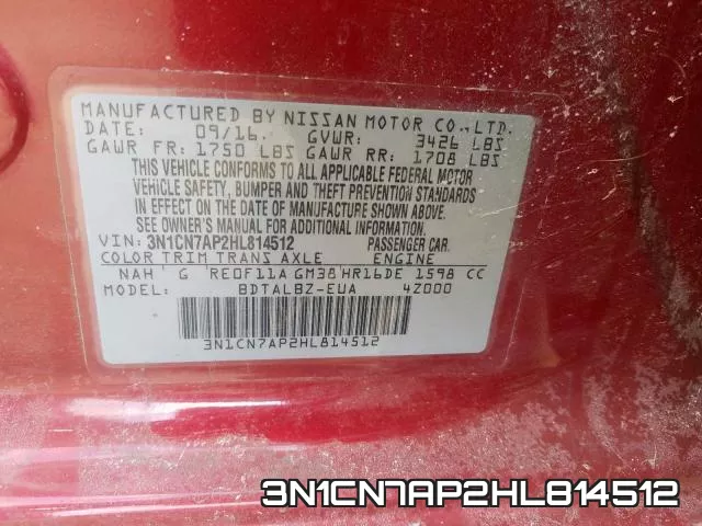 3N1CN7AP2HL814512 фото 2