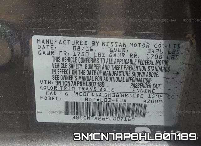 3N1CN7AP8HL807189 фото 10
