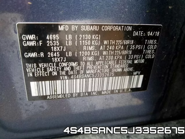 4S4BSANC5J3352675 фото 2