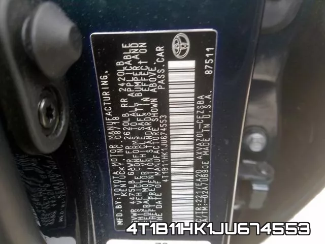 4T1B11HK1JU674553 фото 2