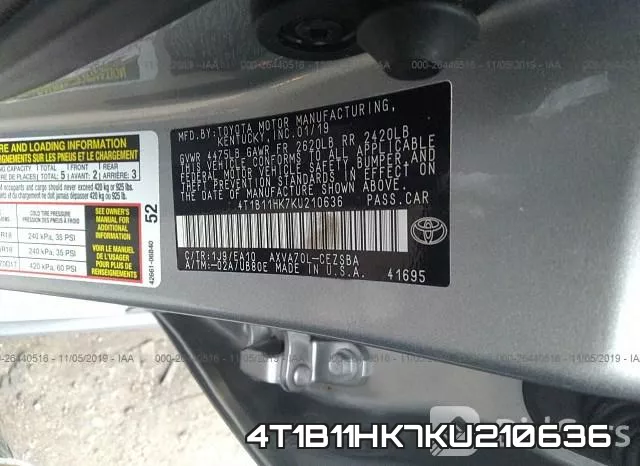 4T1B11HK7KU210636 фото 10