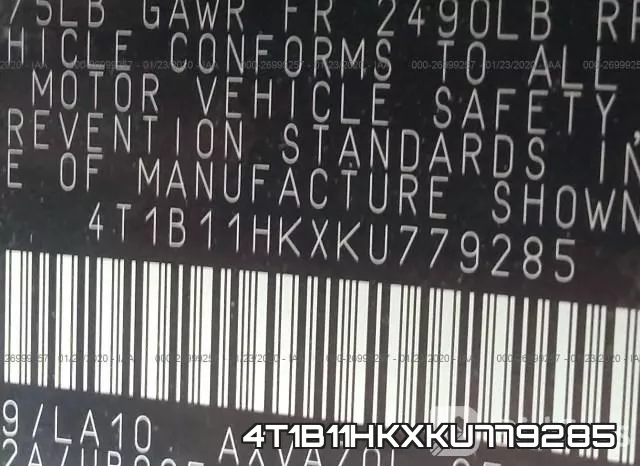 4T1B11HKXKU779285 фото 10
