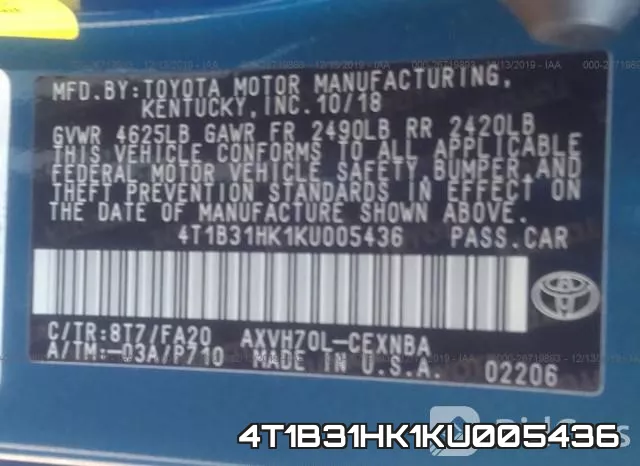 4T1B31HK1KU005436 фото 10