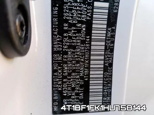 4T1BF1FK1HU758144 фото 2