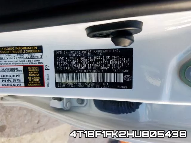 4T1BF1FK2HU805438 фото 2