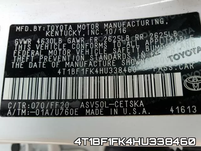 4T1BF1FK4HU338460 фото 2