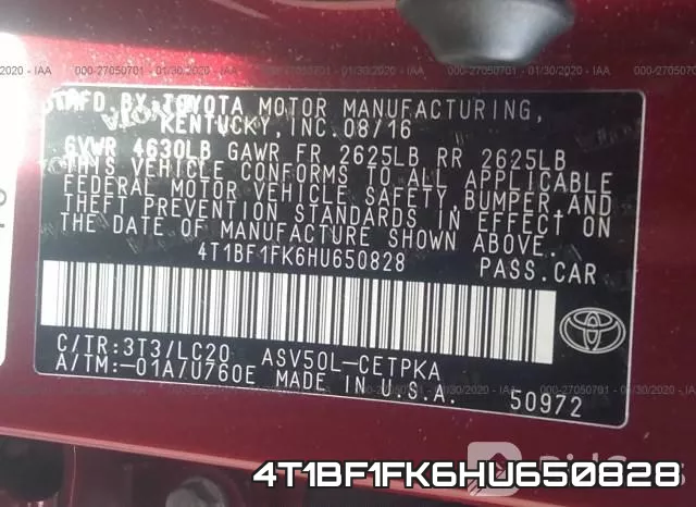 4T1BF1FK6HU650828 фото 10