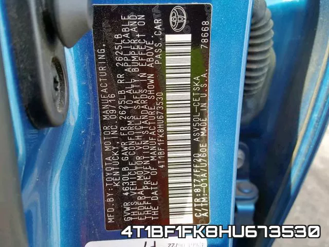 4T1BF1FK8HU673530 фото 2