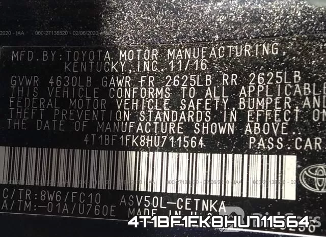 4T1BF1FK8HU711564 фото 10
