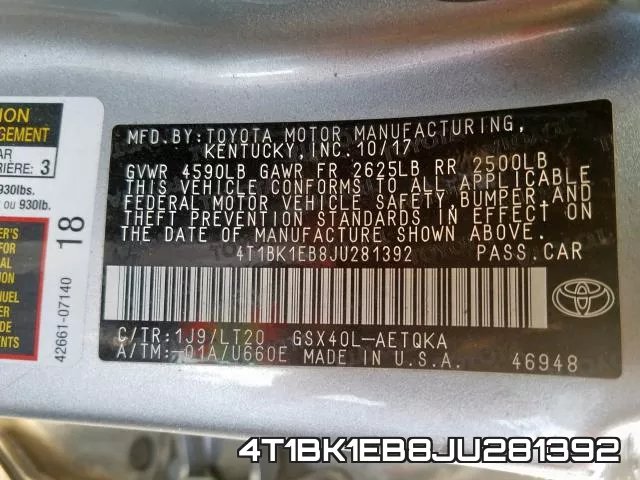 4T1BK1EB8JU281392 фото 2