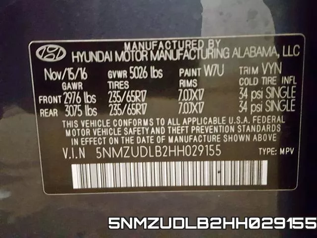 5NMZUDLB2HH029155 фото 2