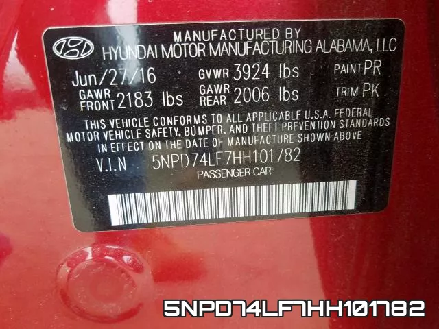5NPD74LF7HH101782 фото 2