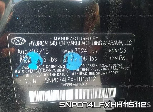 5NPD74LFXHH115112 фото 10