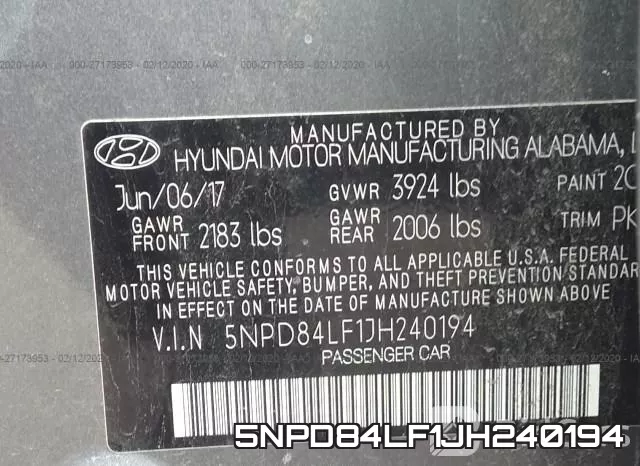 5NPD84LF1JH240194 фото 10