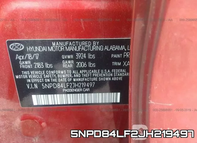 5NPD84LF2JH219497 фото 10