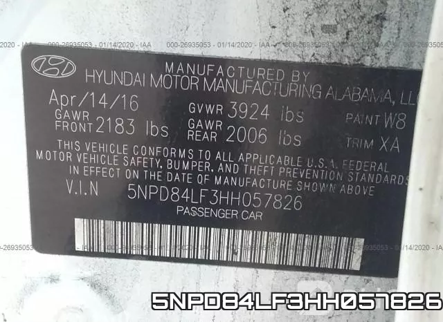 5NPD84LF3HH057826 фото 10