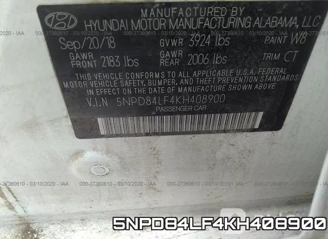 5NPD84LF4KH408900 фото 10
