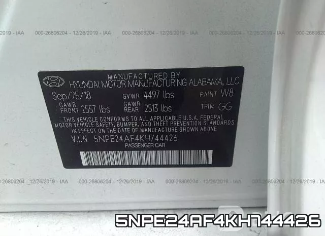 5NPE24AF4KH744426 фото 10