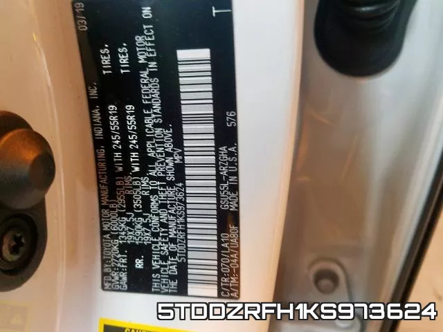 5TDDZRFH1KS973624 фото 2