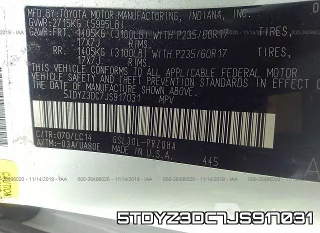 5TDYZ3DC7JS917031 фото 10