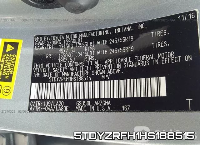 5TDYZRFH1HS188515 фото 10