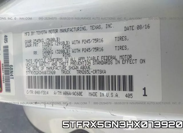 5TFRX5GN3HX073920 фото 10