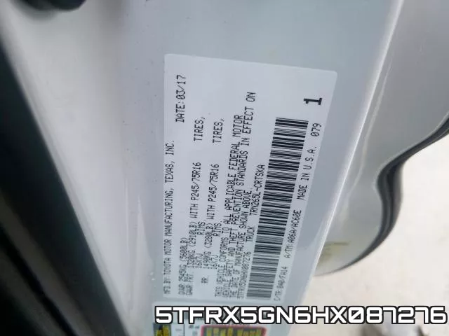 5TFRX5GN6HX087276 фото 2