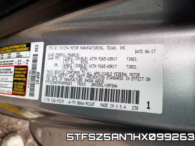 5TFSZ5AN7HX099263 фото 2