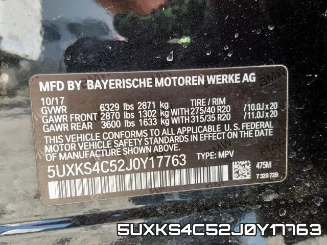 5UXKS4C52J0Y17763 фото 2