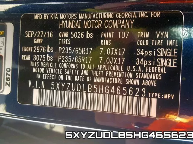 5XYZUDLB5HG465623 фото 2