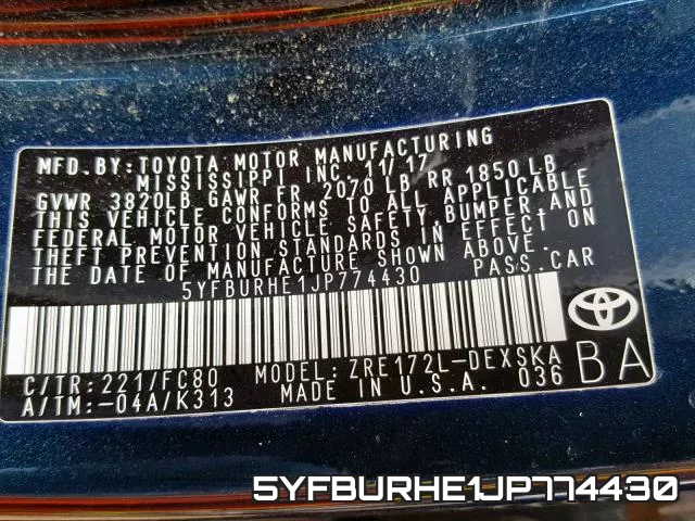 5YFBURHE1JP774430 фото 2